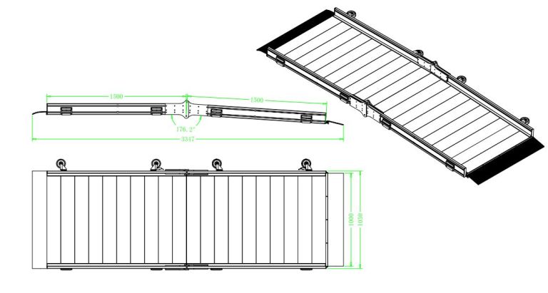 Foldable Ramp Dock 2.94m 1200kg Heavy Duty Folding Dock Loading Ramp - Jetland